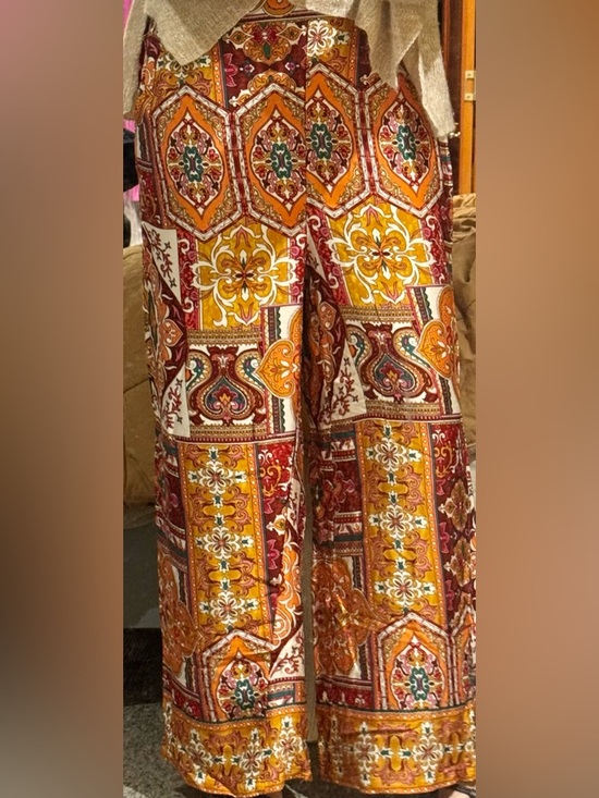 Haute Hippie Pants - Haute Hippie multicolor geometric print high waisted wide leg palazzo pant